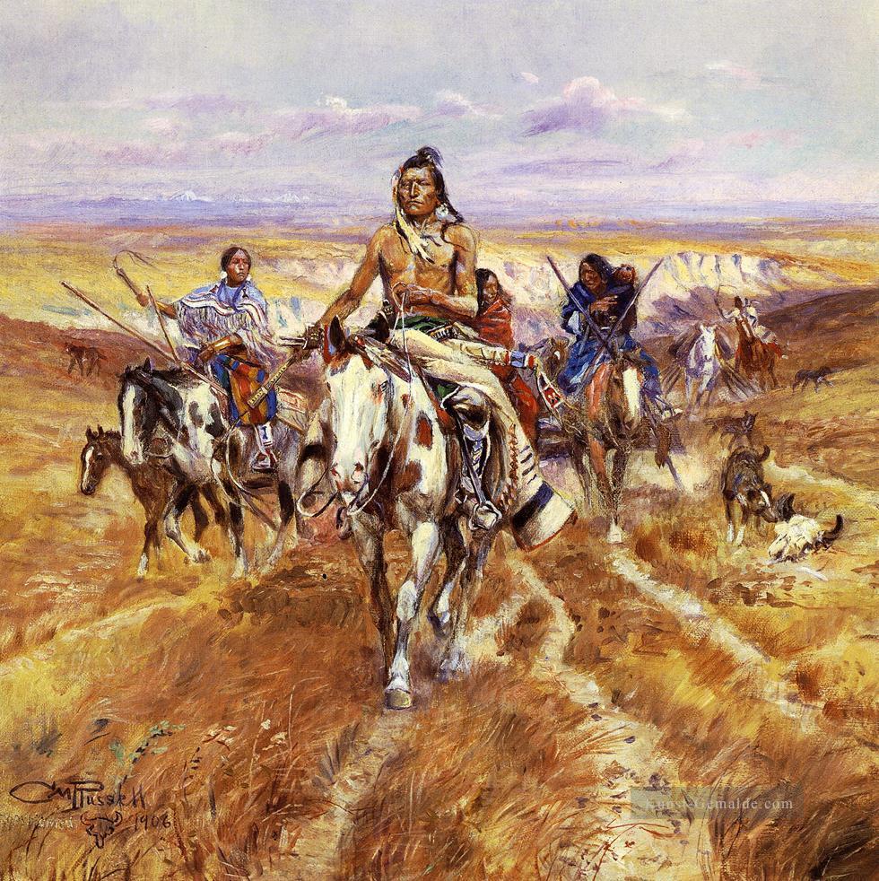 Wenn die Plains Seine Indianer Charles Marion Russell Indianer waren Ölgemälde